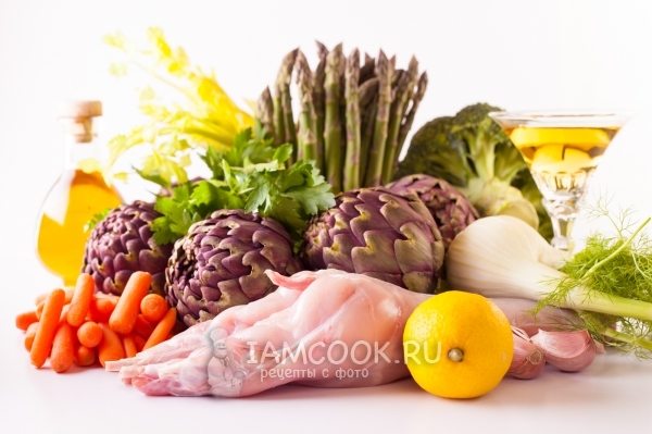 Ингредиенты для кролика с овощами на Пасху