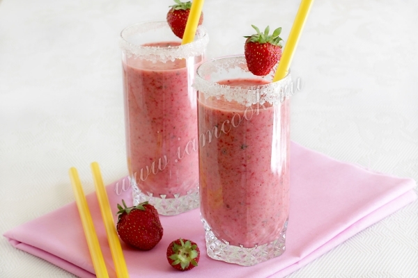 Рецепт клубнично мятного коктейля