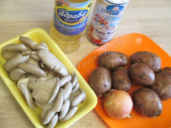 Ингредиенты для вешенок жареных с картошкой