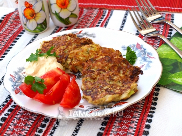 Фото кабачковых оладий с овсяными хлопьями