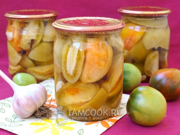 Фото маринованных зелёных помидоров на зиму