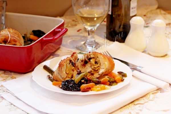 Рецепт куриных рулетиков с кускусом