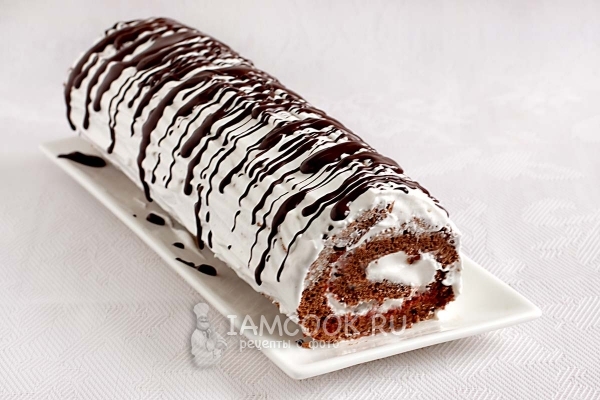 Готовый бисквитный рулет за 5 минут