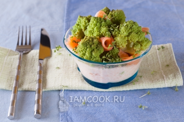 Фото постного салата с капустой романеско