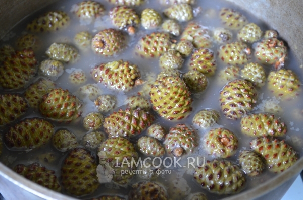 Замочить шишки в воде