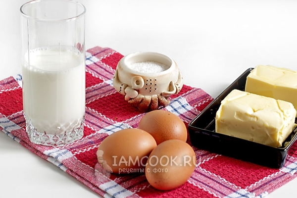 Ингредиенты для омлета как в детском саду
