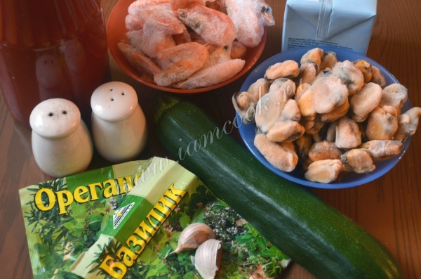 Ингредиенты для пасты с морепродуктами