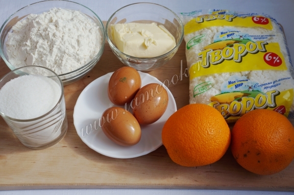 Ингредиенты для творожно апельсинового пирога