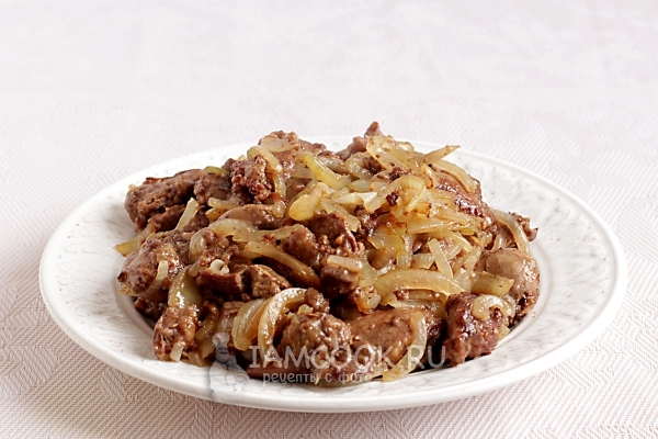 Фото жареной печени с луком