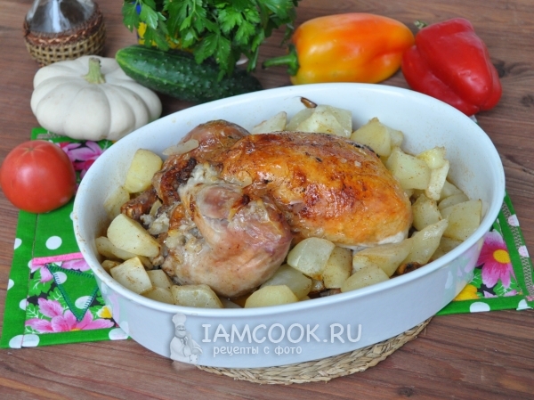 Рецепт фаршированной курицы с патиссонами в рукаве