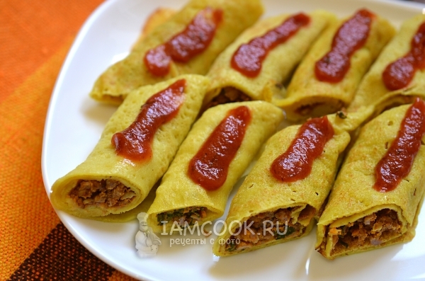 Украсить блинчики с фаршем