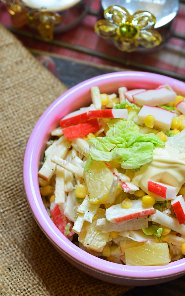 Рецепт крабового салата с пекинской капустой