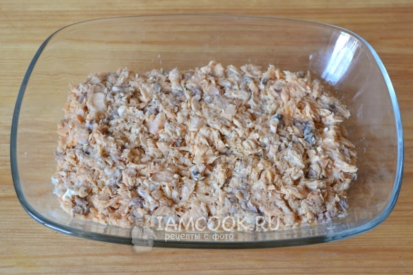 Выложить слой рыбы