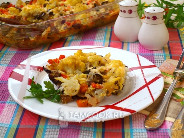Фото запеканки с баклажанами и цветной капустой