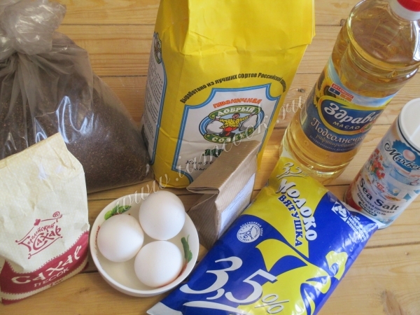 Ингредиенты для блинов из черемуховой муки