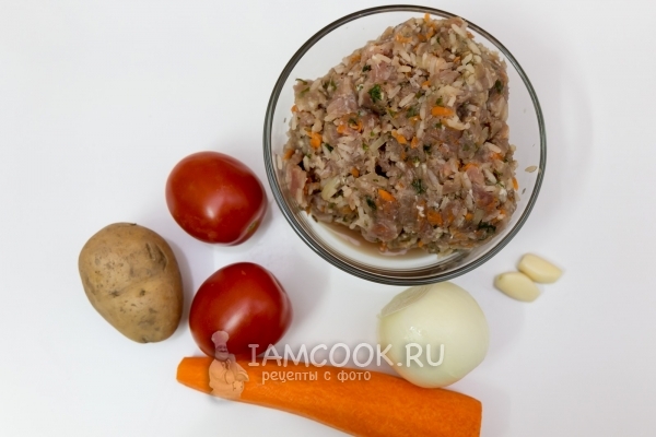 Ингредиенты для тефтелей с картофелем