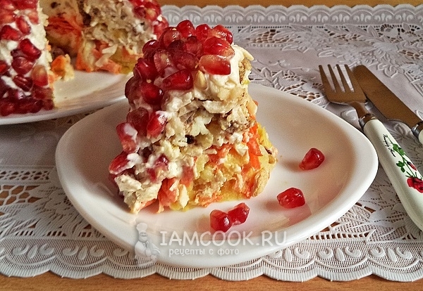 Рецепт салата «Гранатовый браслет» без свёклы