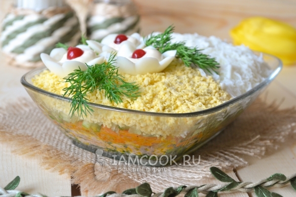 Рецепт салата из горбуши консервированной