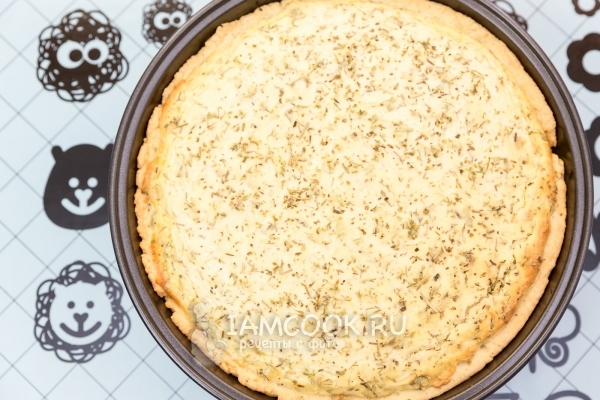 Рецепт открытого пирога с творогом и зеленью