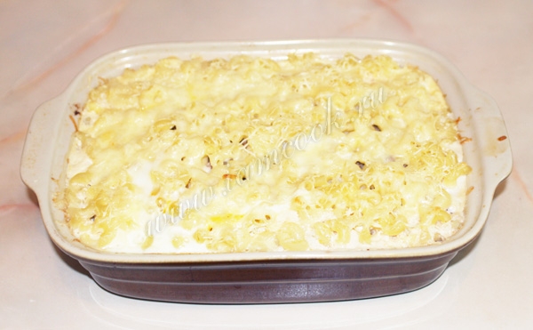 фотография макаронной запеканки с сыром и фаршем