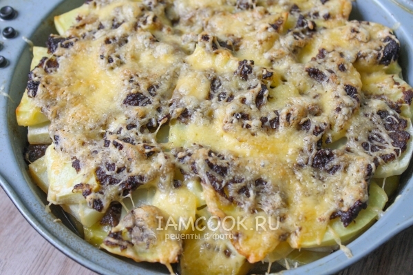 Рецепт картошки с грибами и сыром в духовке