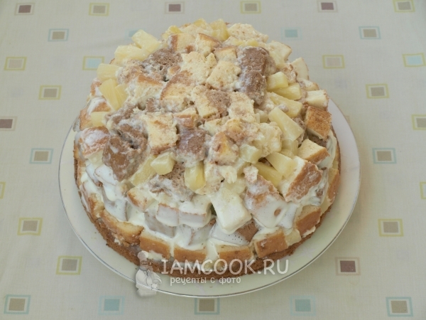 Выложить весь бисквит с кремом