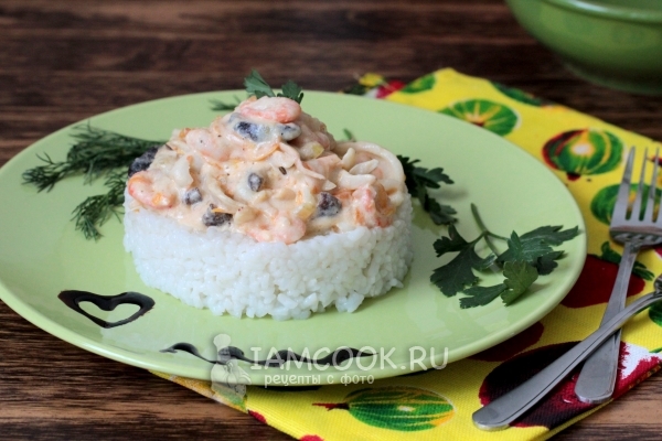 Рецепт морепродуктов в сливочном соусе