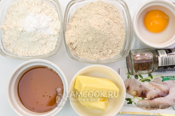Ингредиенты для медового печенья с цельнозерновой мукой