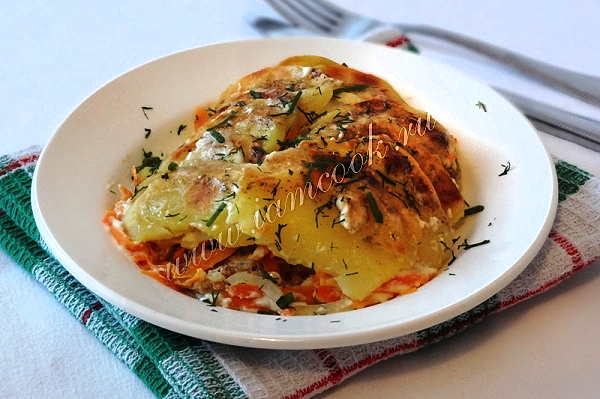 Рецепт запеканки из картофеля и филе горбуши