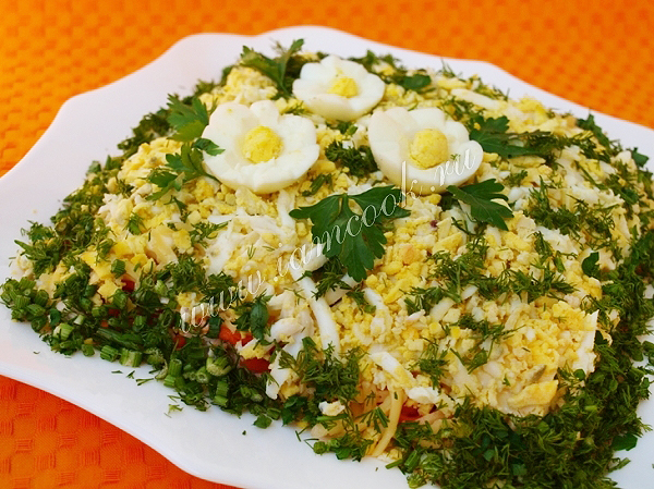 Рецепт салата с курицей и сыром