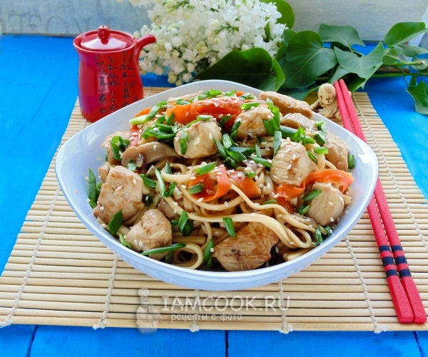 Фото лапши удон с курицей