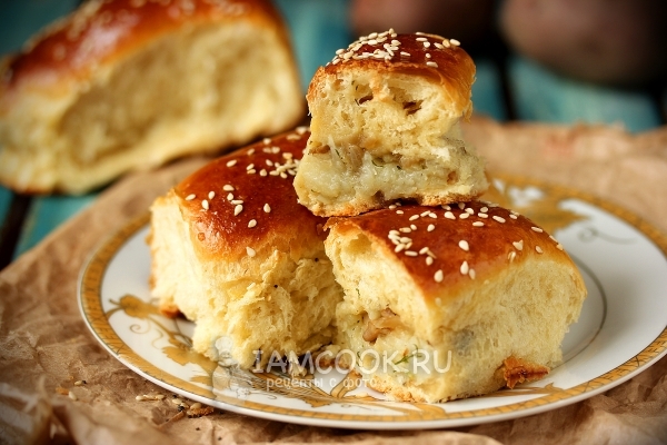 Фото пирожков печёных с картошкой и шампиньонами в духовке