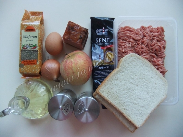 Ингредиенты для котлет с яблоком и салом
