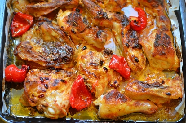 Курица запеченная с тыквой