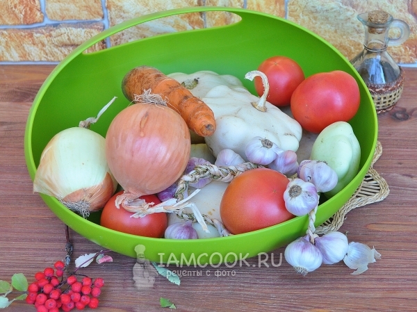 Ингредиенты для икры из патиссонов на зиму