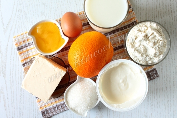 Ингредиенты для вафель с апельсиновым кремом