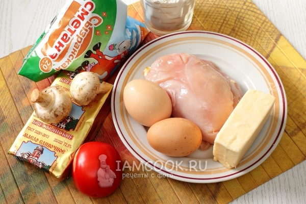 Ингредиенты для лоранского пирога с курицей и грибами