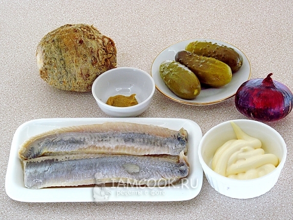 Ингредиенты для салата из сельди