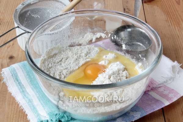 Добавить воду и яйцо