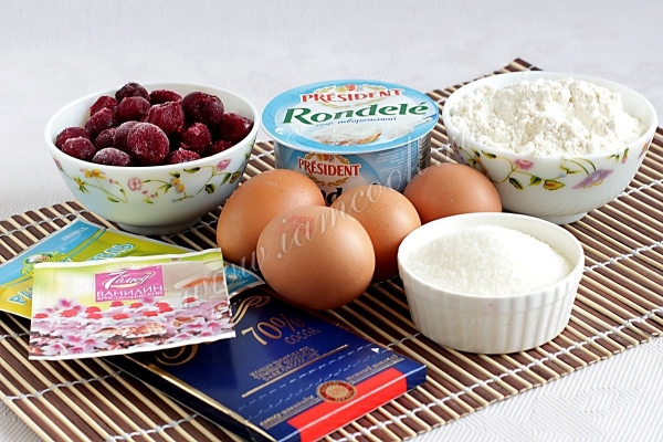 Ингредиенты для брауни с творогом и вишней
