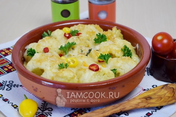 Фото цветной капусты, запеченной в духовке с сыром