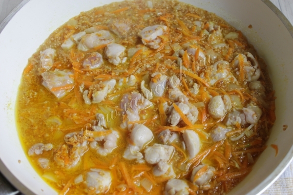 Тушение булгура с курицей