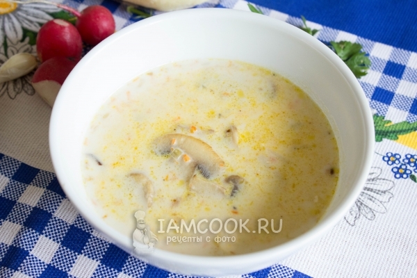 Рецепт сырного супа с шампиньонами