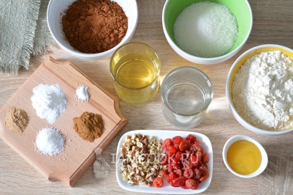 Ингредиенты для постного шоколадного кекса