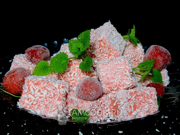 Рецепт мусса из клубники с кокосовой стружкой