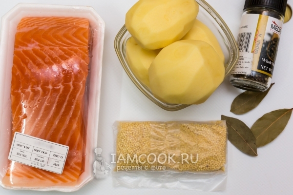 Ингредиенты для ухи из красной рыбы