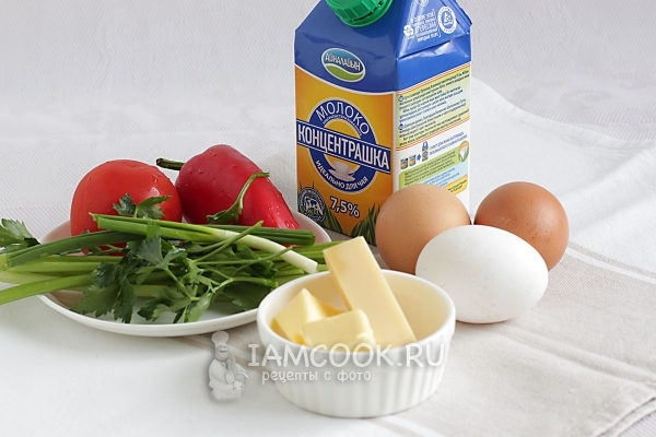 Ингредиенты для омлета с овощами