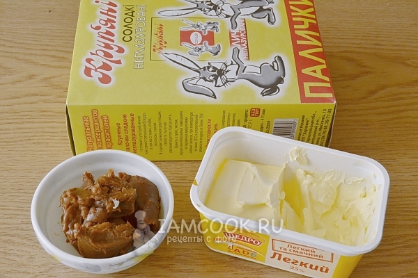 Ингредиенты для торта из кукурузных палочек со сгущенкой