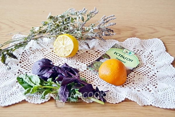 Ингредиенты для лимонно-апельсинового напитка с базиликом