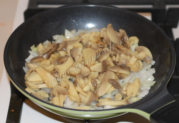 Обжарка шампиньонов с луком, фото